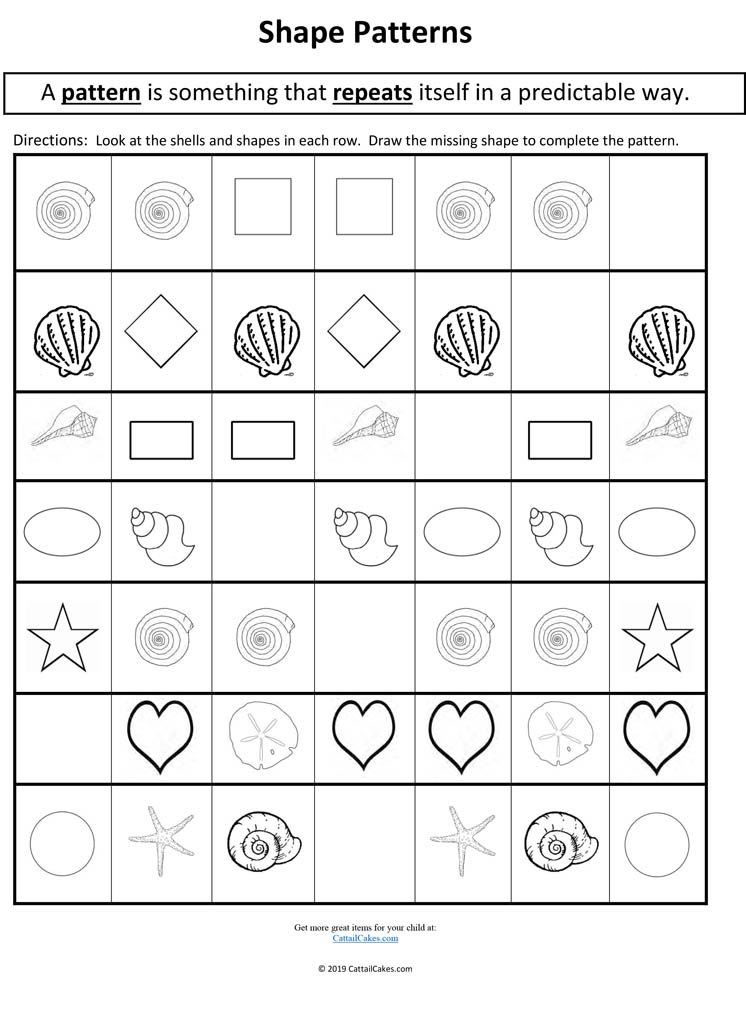 Shapes And Patterns Worksheet The Critical Years