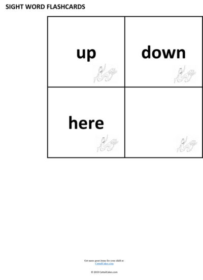 Sight Word Flashcards - up, down, here - The Critical Years
